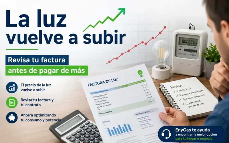 Portada: La luz vuelve a subir: revisa tu factura antes de pagar de más | Guía EnyGas