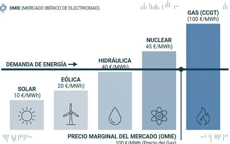 Portada: El pool eléctrico (OMIE): cómo se fija el precio de la luz | Guía EnyGas